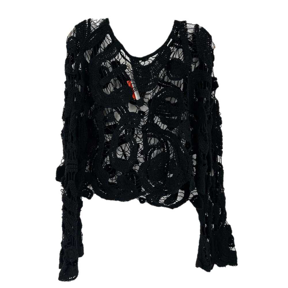 Aaron & Amber Black Crocheted Pullover Sweater | Women’s Size M